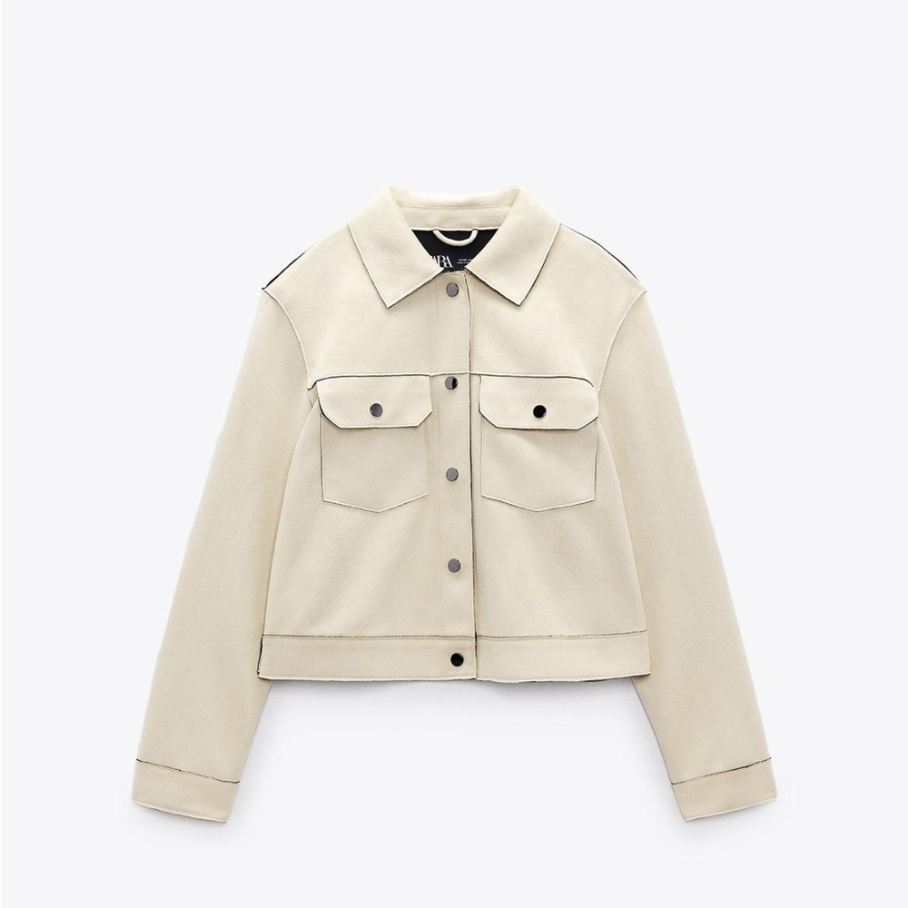 Cream suede jacket. Beige Pleated Women's jacket